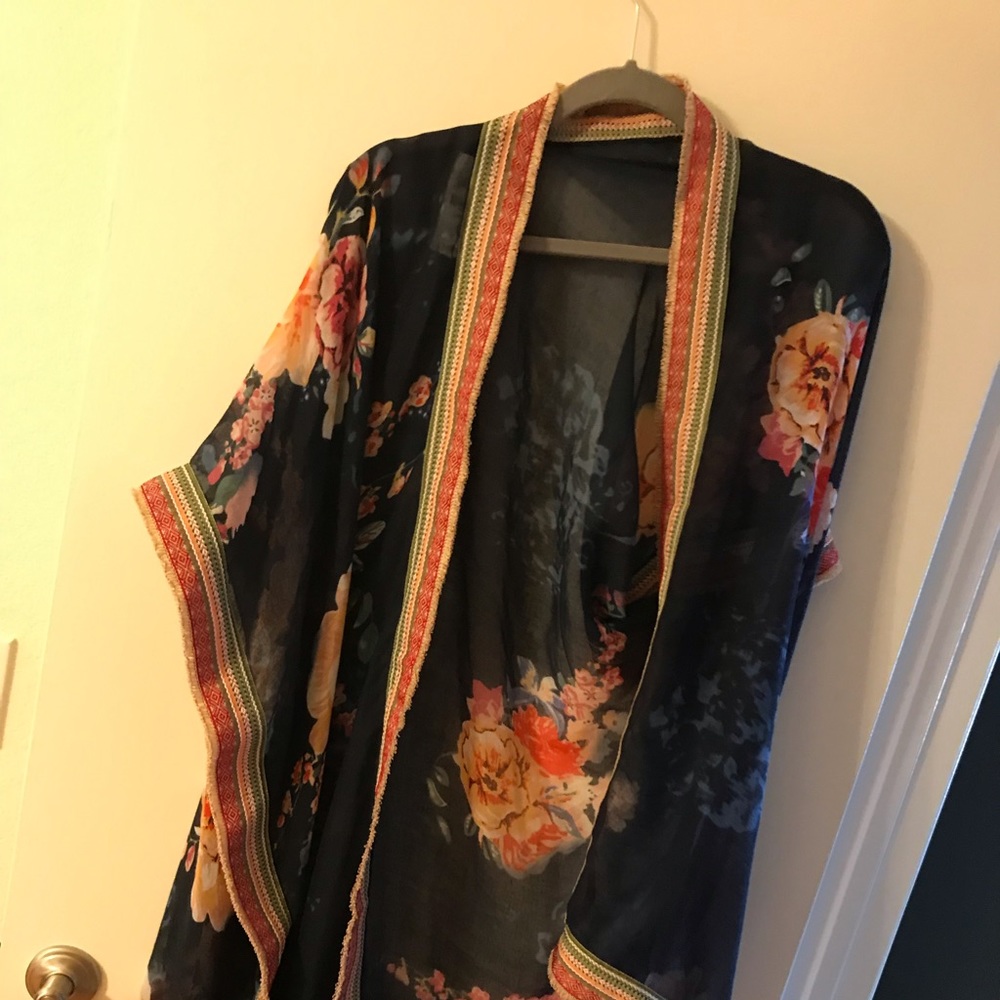 Lane Bryant Navy One Size Floral Kimono NWT